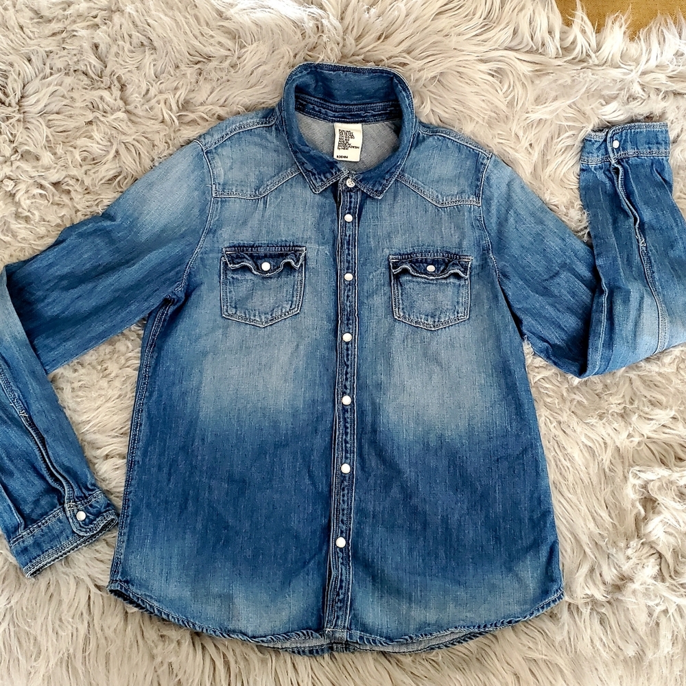 & Denim youth long sleeve button up unisex